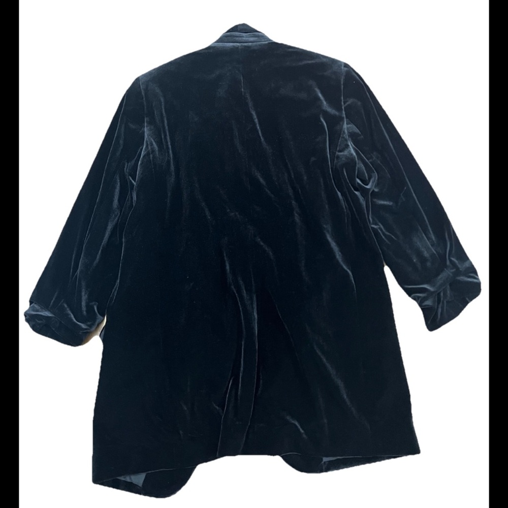 Sold* Express Women's Black Velvet Blazer Jacket Cinch Sleeve Open Front Small - Picture 2 of 13